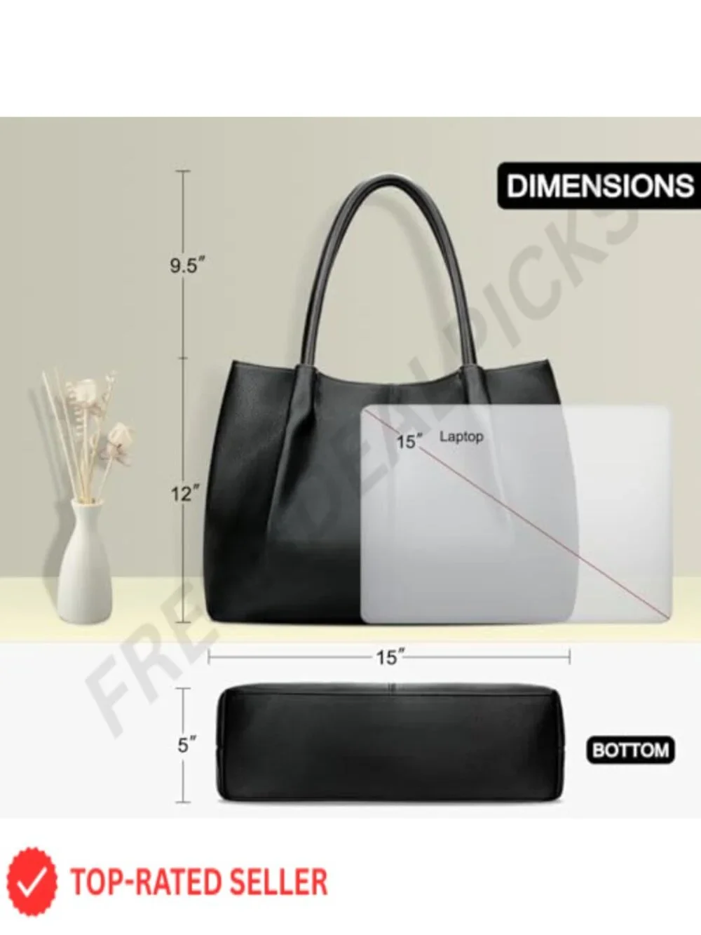 Vegan Leather Women's Tote Purse Large Capacity Work Travel Bag Laptop Shoulder
